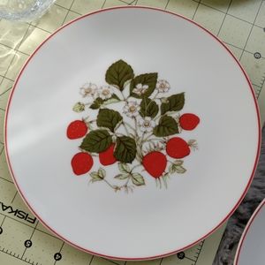 Strawberry Plates (4) + Strawberry Candy Dish